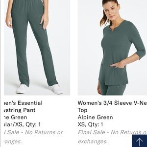 Jaanuu Alpine Green XS Scrub Set